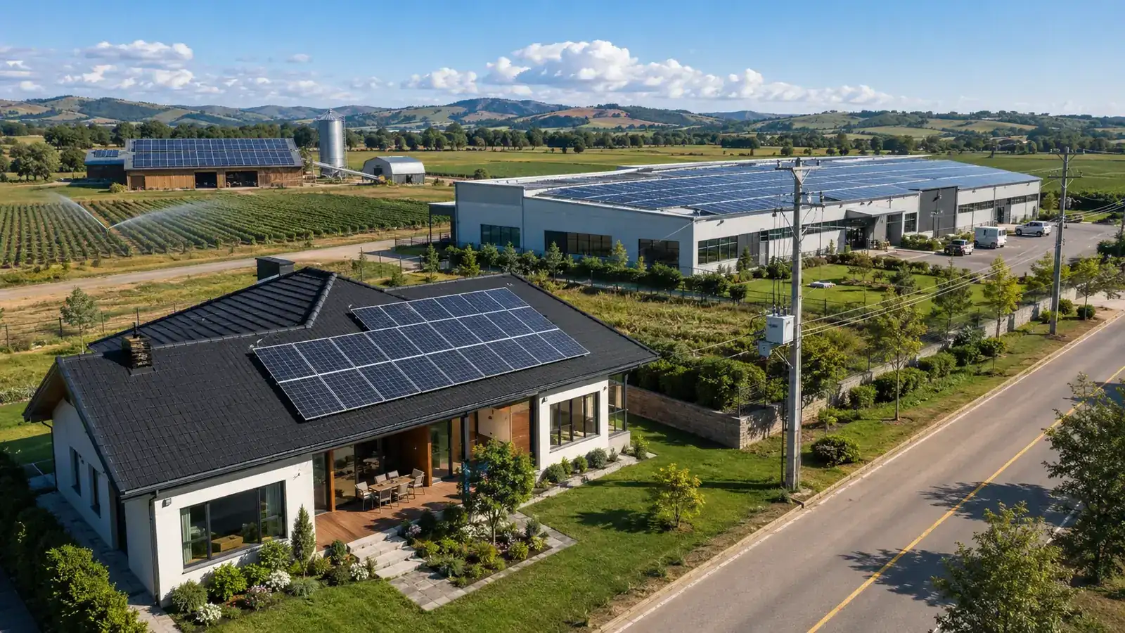 Energia Solar — Geração fotovoltaica on-grid e off-grid para residências e empresas — o carro-chefe da Evosolar.