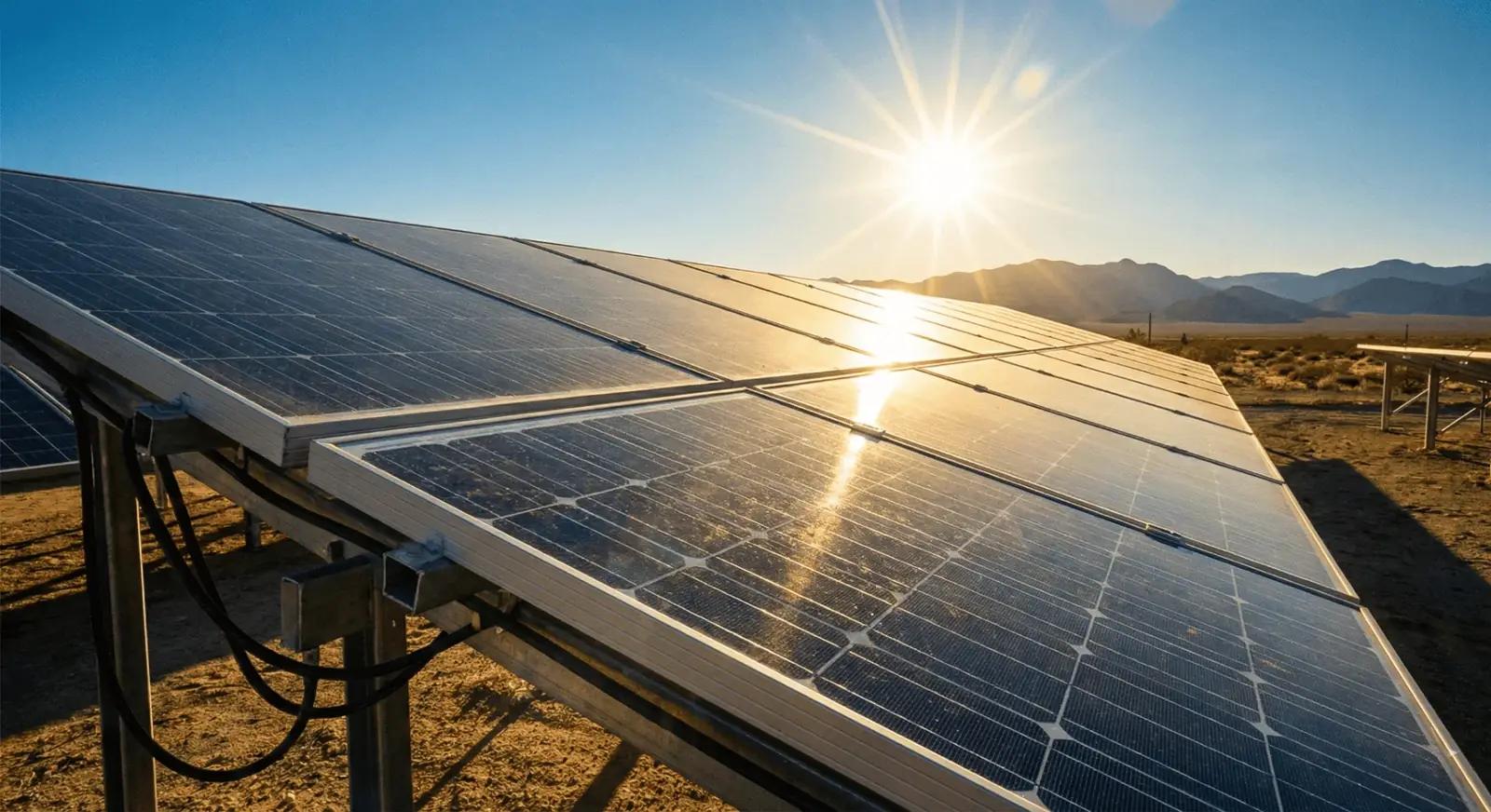 Painéis solares com luz do sol